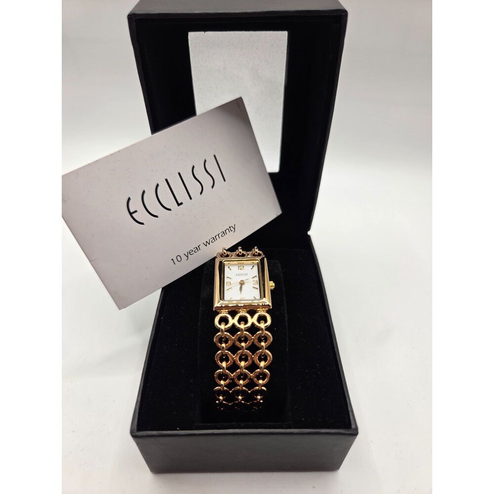 1825. Vintage New in Box Ecclissi Gold Tone Link Watch